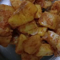 Dry masala potatoes A picture of Dry masala potatoes.