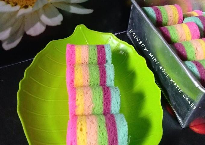 Rainbow mini roll cake