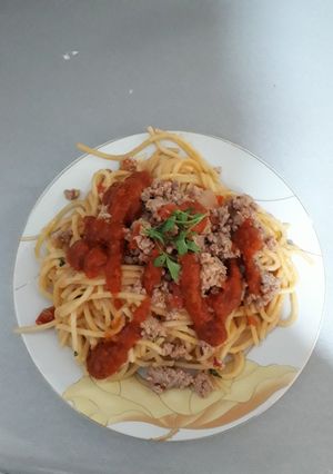 Una foto de Espagueti con carne molida