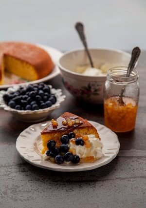 Una foto de Torta de harina de maíz, mascarpone y naranja... gluten free