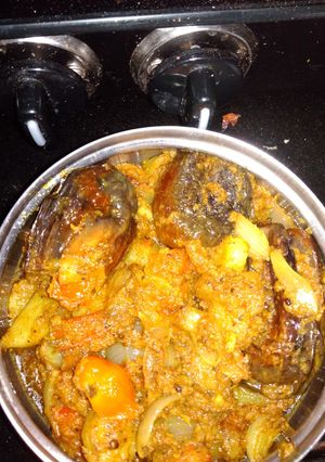 A picture of Stuffed Eggplant without Onion or Garlic.