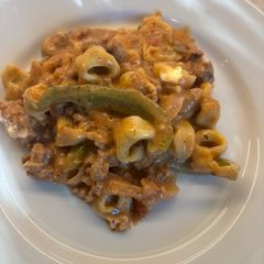 A picture of Alfredo Tortellini made with Fresh Ground Turkey.