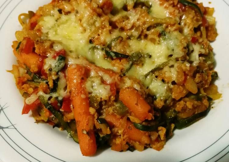 Spaghetti de calabacín con boloñesa vegana