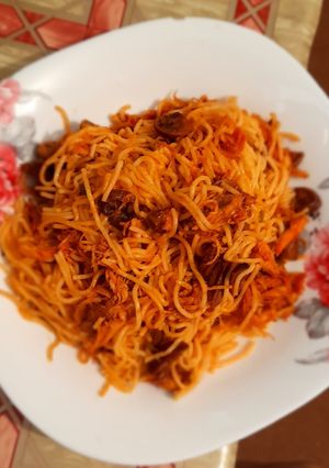 عکسی از دستور ماکارونی مرغ و قارچ
