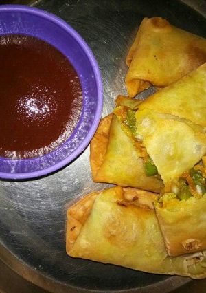A picture of Spring roll recipe | veg roll with spring roll sheet.