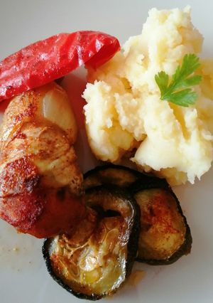 Csirkecomb, vele sült zöldségekkel recept fotója