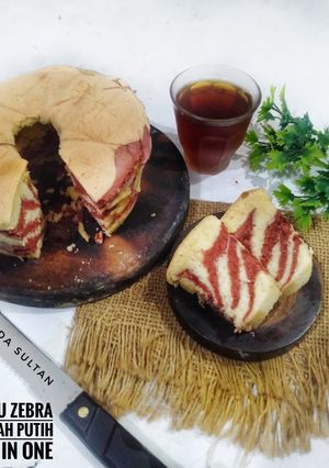Foto resep Bolu Zebra Merah Putih Lembut all in one
