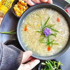 A picture of Chicken corn soup.
