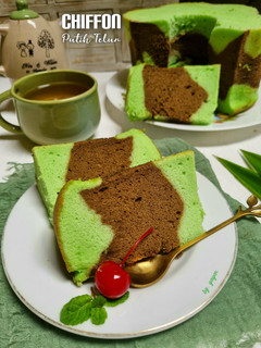 Foto resep Chiffon putih telur pandan cokelat