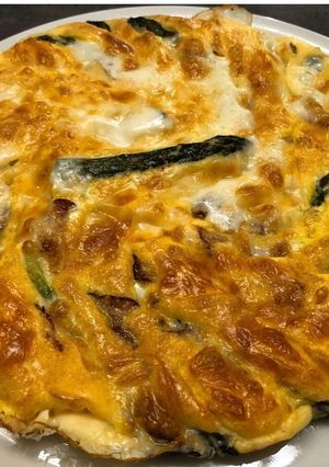 A picture of Frittata with Asparagus and Bacon.
