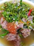 แกงผักปลังใส่จิ้นส้ม 🍲