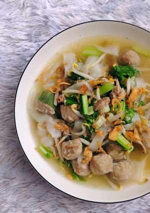 Foto resep 603. Kwetiaw Rebus Daging Bakso