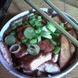 Katsudon con shiitake y zanahorias