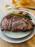 Entrecot a baja temperatura con trigueros y patatas (sous vide)🥩 🧈 🥔