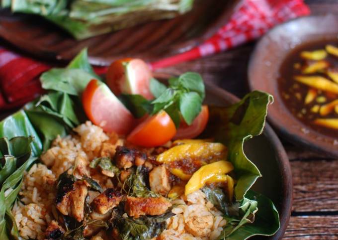 Nasi Bakar Ayam Bumbu Rujak Sambal Mangga