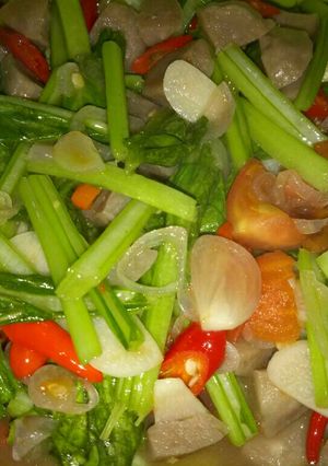 Foto resep Tumis sawi + Bakso