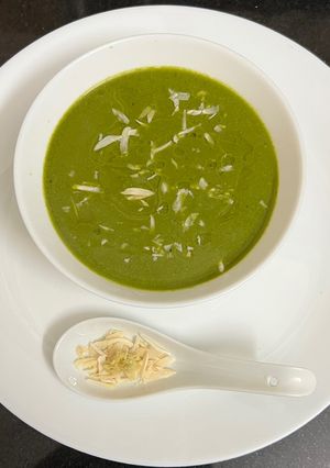 A picture of Spinach & Almond Soup { Winter Special }.