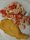 Milanesa de pollo con ensalada