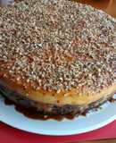 Chocoflan con cajeta y nuez