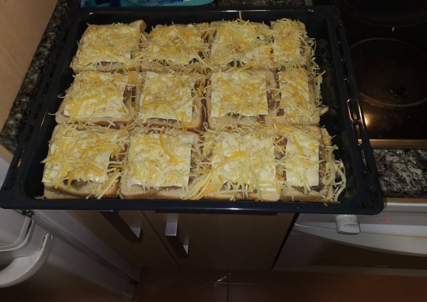 Pastel de berenjenas y calabacín con carne picada en pan bimbo😋