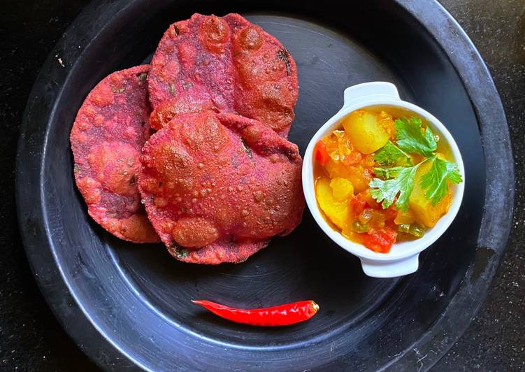 Beetroot Poori aur Sabji