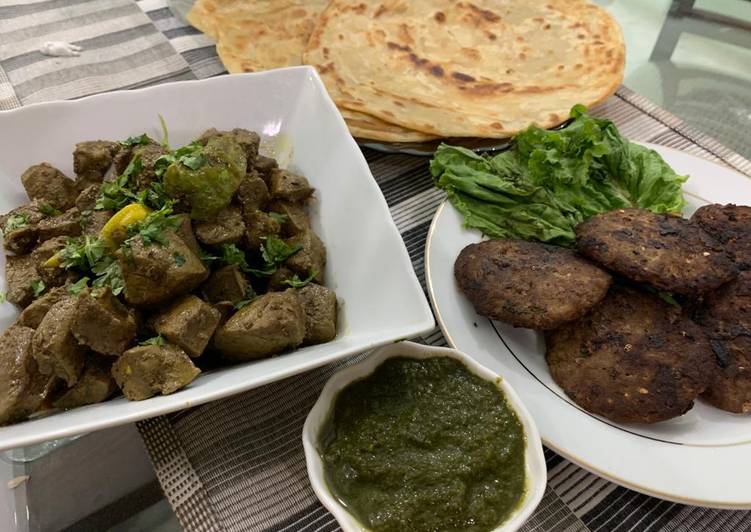 Mutton kaleji kache qeeme ke kabab paratha