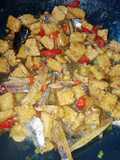 Tumis tempe ikan asin serai