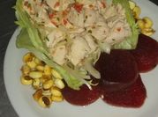 Una foto de ceviche de pollo peruana