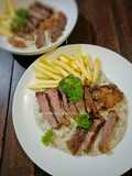 Sirloin Steak with mushroom sauce