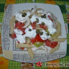 A picture of Greek salad with penne!.