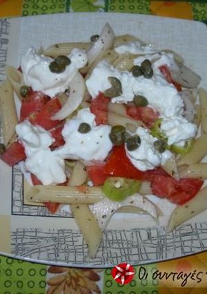 A picture of Greek salad with penne!.