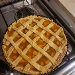 Una foto de Kuchen de durazno