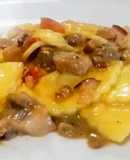 Agnolotti ripieni di Porcini con Guanciale di Maiale, Pomodoro e Funghi Porcini