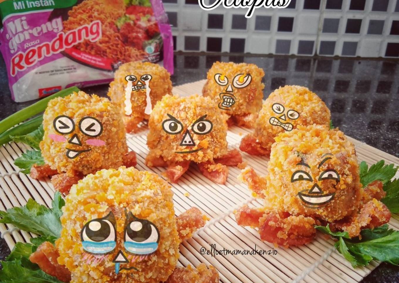 Resep Nugget Mie Rendang Octopus, Lezat