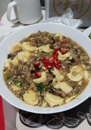 A picture of Sizzling hot plate beancurd recipe.