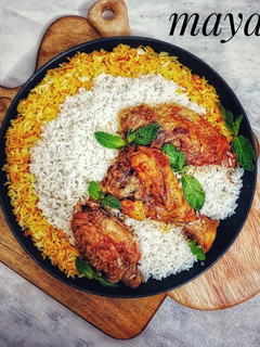 عکسی از دستور چلو گوشت با بال و کتف بوقلمون😍