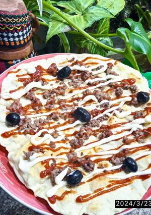 Une photo de Wrap viande hachée façon pizza 🍕