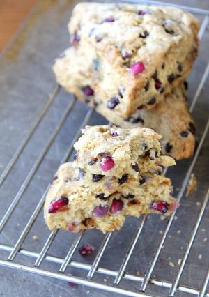 A picture of Pomegranate and Chocolate Chunk Scones.