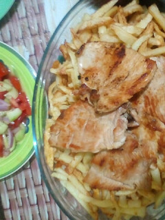 صورة لوصفة سكلوب(داند)مع لفريت(بطاطا مقلية)
