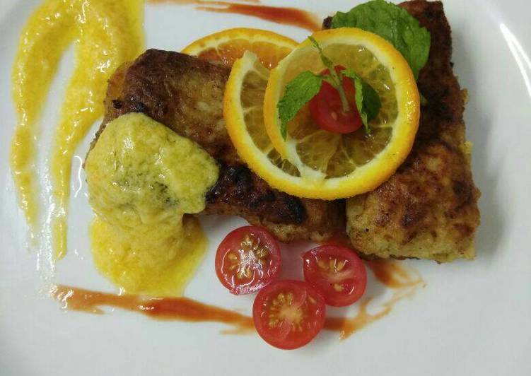 Pan fried chicken with Maltaise sauce