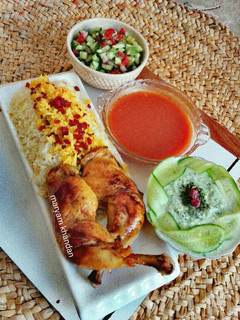 عکسی از دستور مرغ زعفرانی با کته زعفرانی 🍗