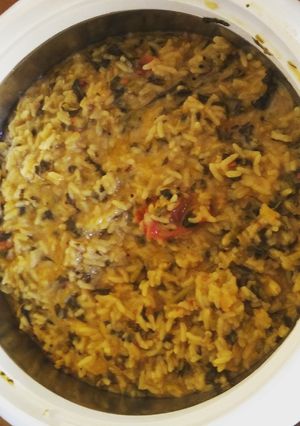 A picture of Keerai sadam/ Greens Rice/ Amaranthus Rice.
