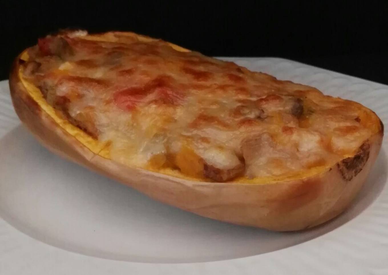 Calabaza gratinada con setas