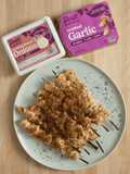 Garlic Shrimp Skewers with Glazed Onions