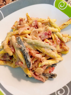 Una foto de Pasta a la "carbonara" dulce