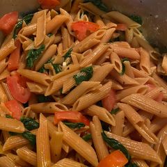 A picture of Parveen’s vegan lemon lentil pasta.