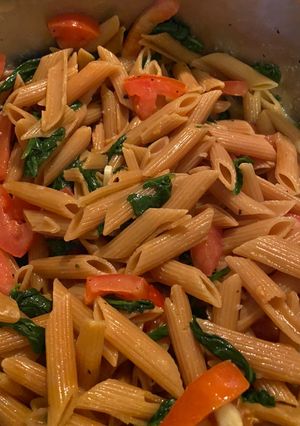 A picture of Parveen’s vegan lemon lentil pasta.