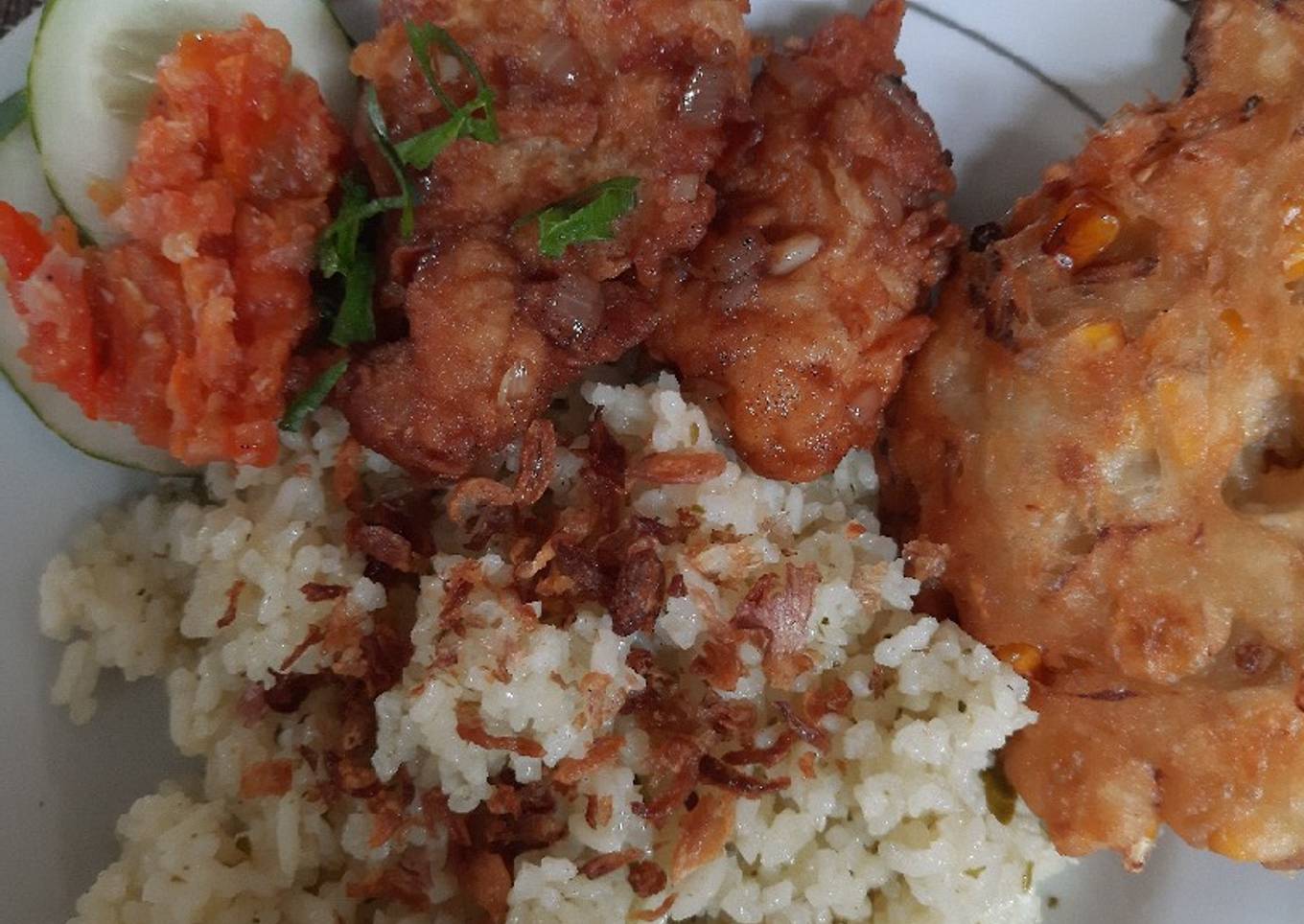Nasi Jeruk Ayam Lada Hitam Bakwan Jagung