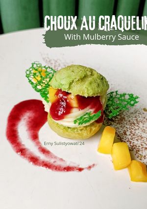 Foto resep Choux Au Craquelin with mango & mulberry Sauce