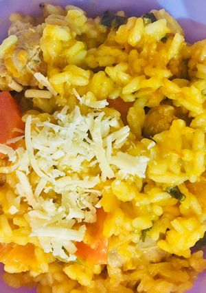 Una foto de RISOTTO DE 🍚ARROZ🍛CON ZAPALLO 🎃Y PANCETA DE CERDO🥓